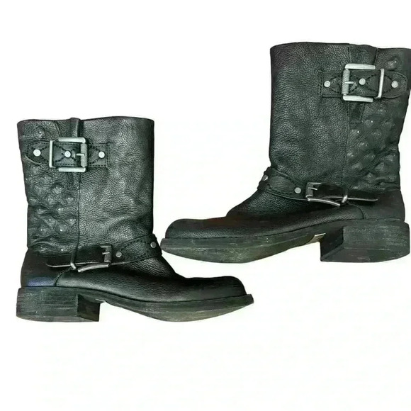 SAM EDELMAN Bevin Moto Black Faux Leather Boho Biker Boot Size 8 - Picture 5 of 9